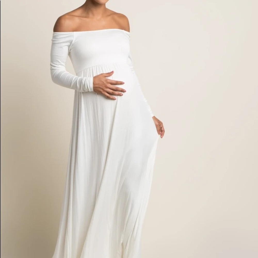 Pinkblush Off-Shoulder White Maxi Dress